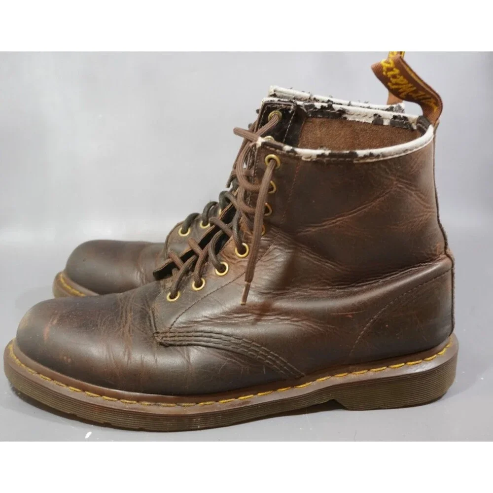 Dr Martens 1460 Crazy Horse Leather Lace Up Boots Men’s 11 Brown 8-Eye 11822203